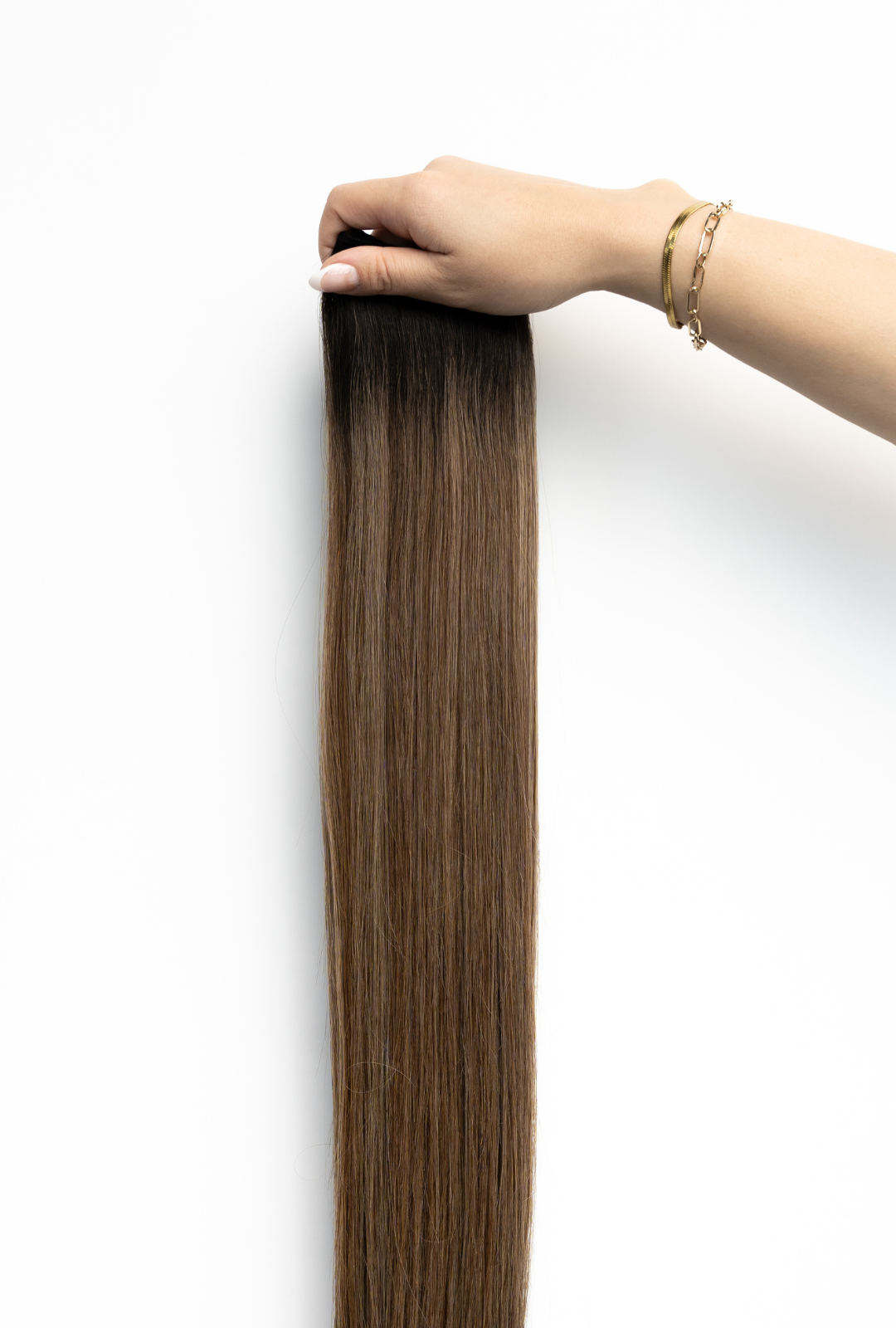 Laced Hair Machine Sewn Weft Extensions Rooted #1B/D4/8